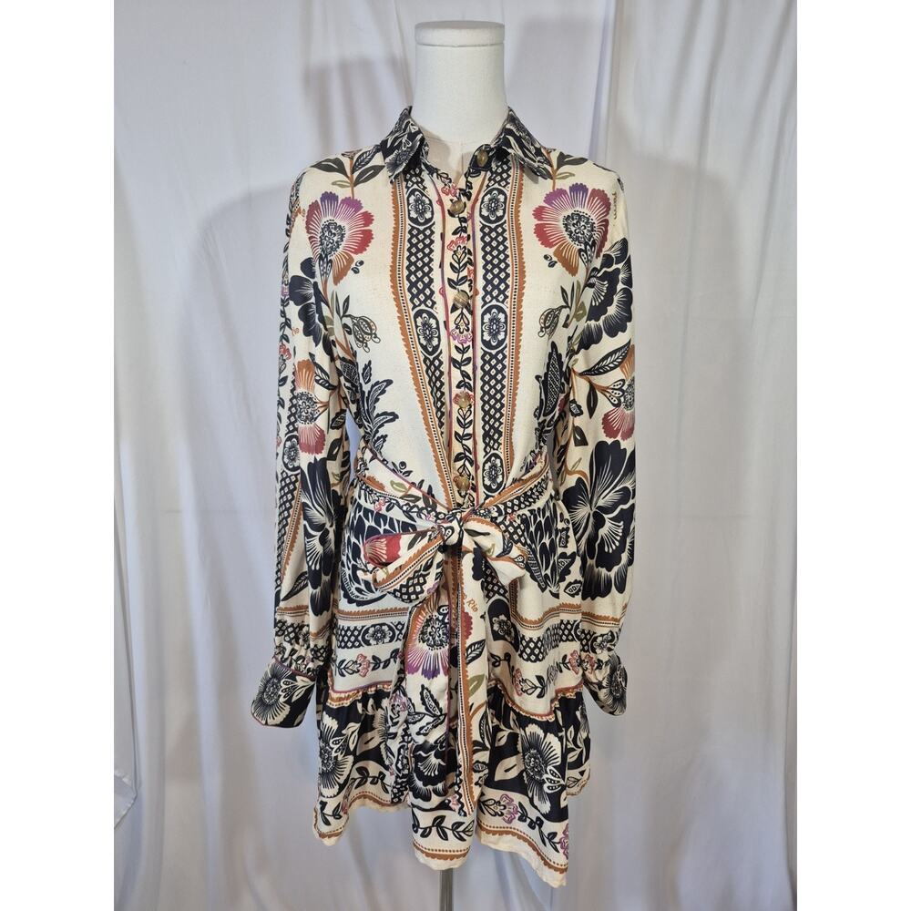 Farm Rio Romantic Garden Black Cream Floral Mini Dress New Medium - Picture 2 of 12